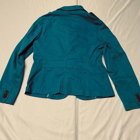 Talbots Jacket Stretch Epaulets on Shoulders Robin Egg Blue Cotton Blend Size 6 - Picture 11 of 14